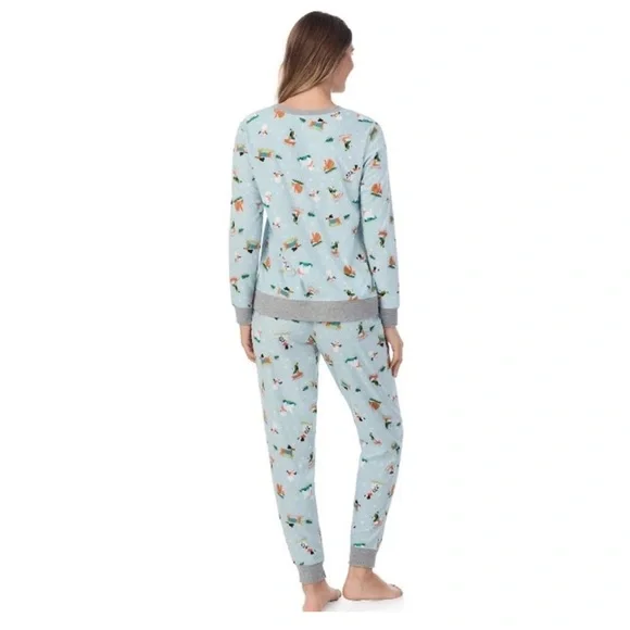 Cuddl Duds Sledding Dog Pajamas Mint Green Honeycomb pattern Size Medium - Picture 3 of 9